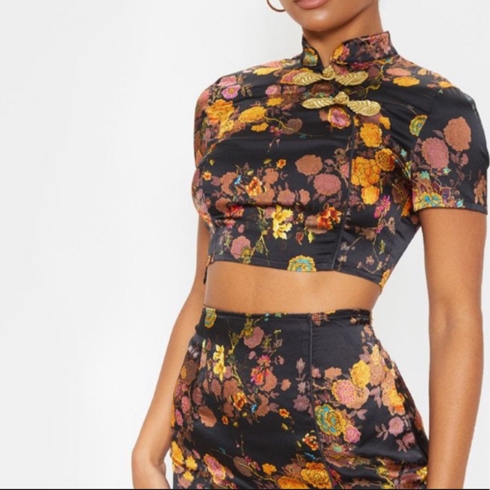 PLT Oriental Satin Top & Skirt